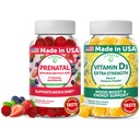Lunakai Prenatal og vitamin D3 Gummies Bundle - Graviditet Multivitamin Gummy med jern og folsyre - Immunitet, Bone og Mood Support Supplement for voksne - 30 dagers forsyning