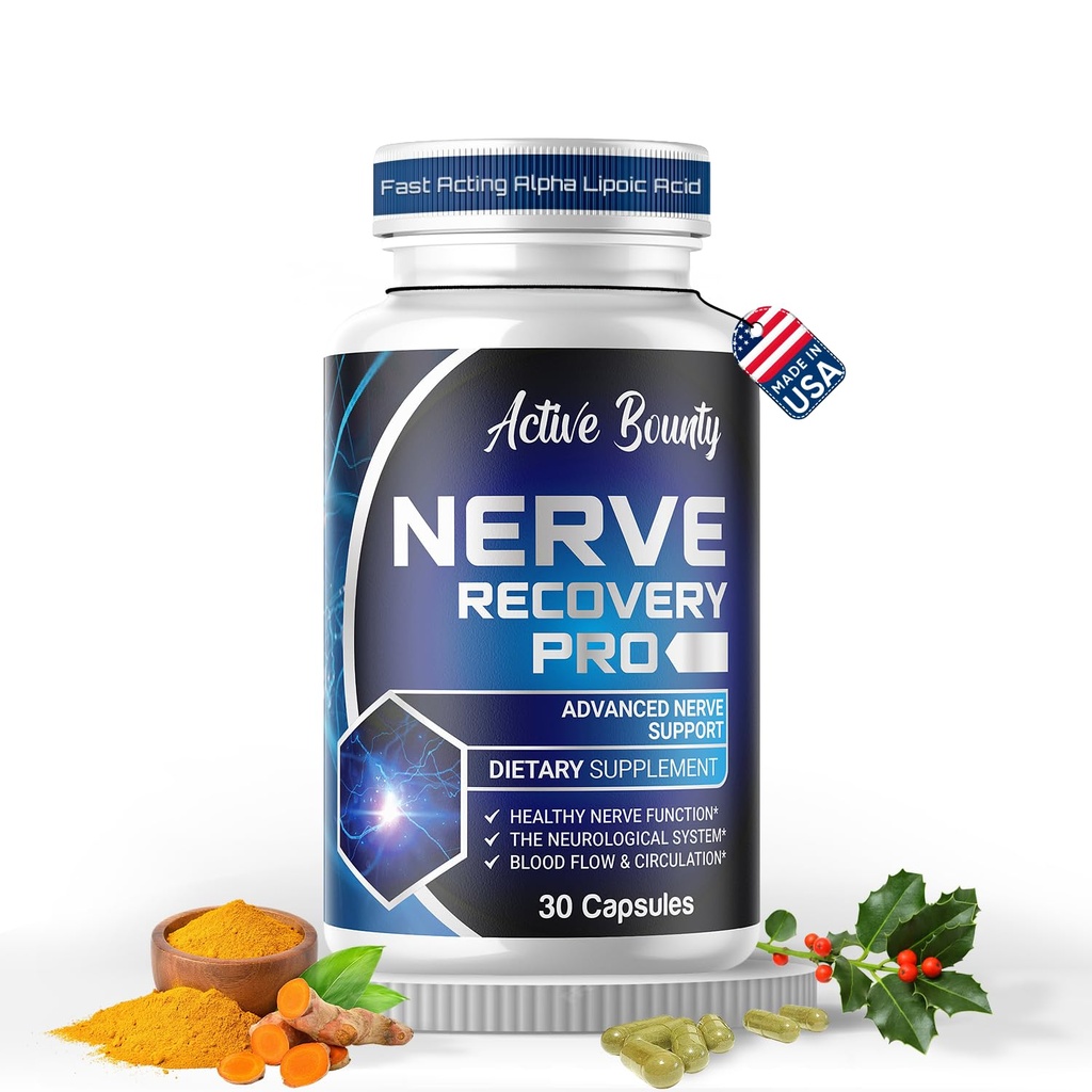 Nerve Recovery Pro – Nerve Support Supplement med Alpha Lipoic Acid, Turmeric & Acetyl-L-Carnitine – støtter sunn nervefunksjon, sirkulasjon og blodflyt – 30 kapsler - 1 pakke