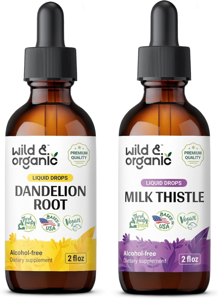 Wild & Organic Dandelion Tinktur 2 fl oz & Melke Thistle Tinktur 2 fl oz
