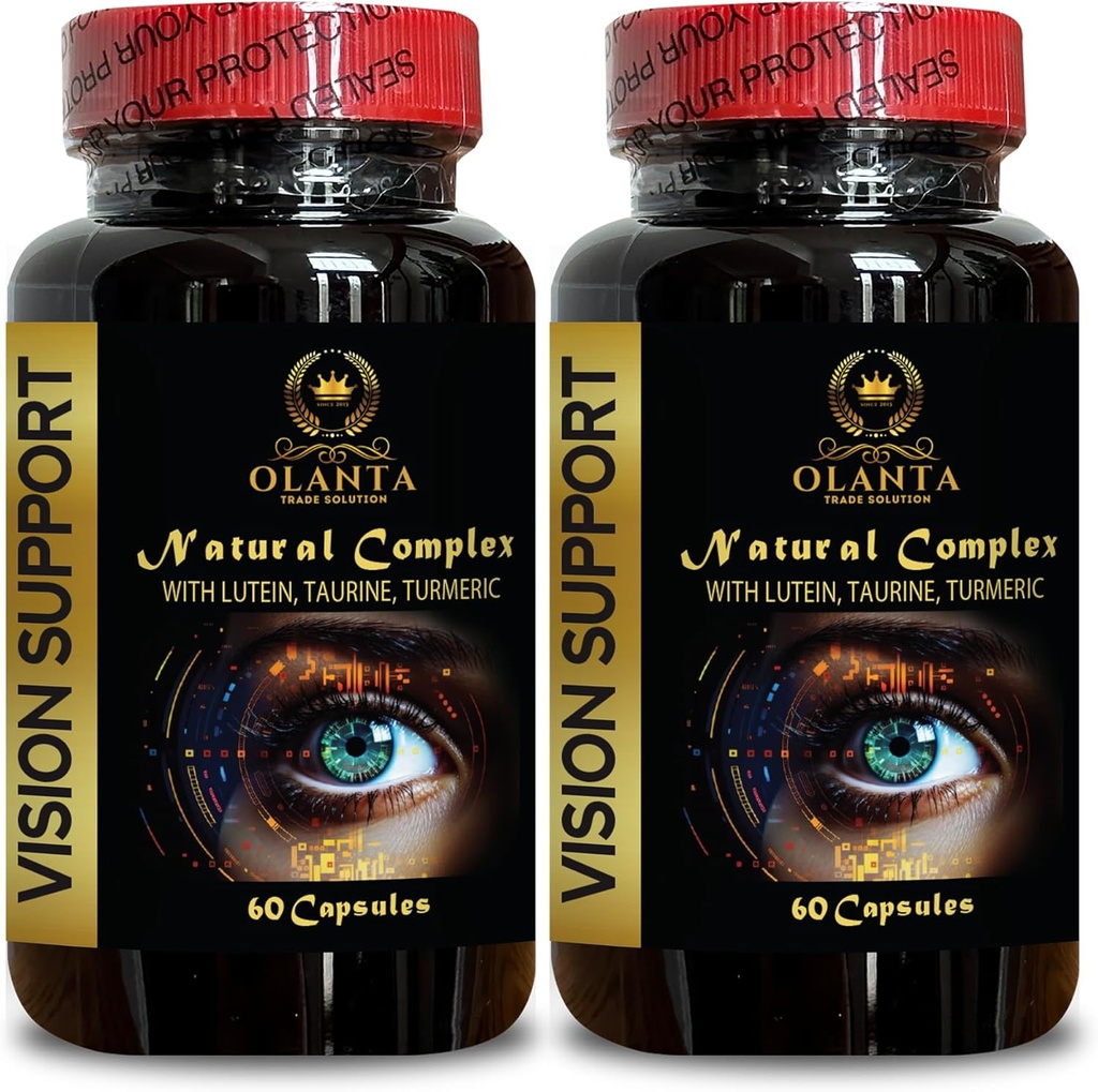 Vision Support Naturlig Formula - Økologisk Lutein Kosttilskudd - Naturlig Visjon Støtte med Beta-Caroten & Antioksidanter - 2 flasker 120 Kapsler