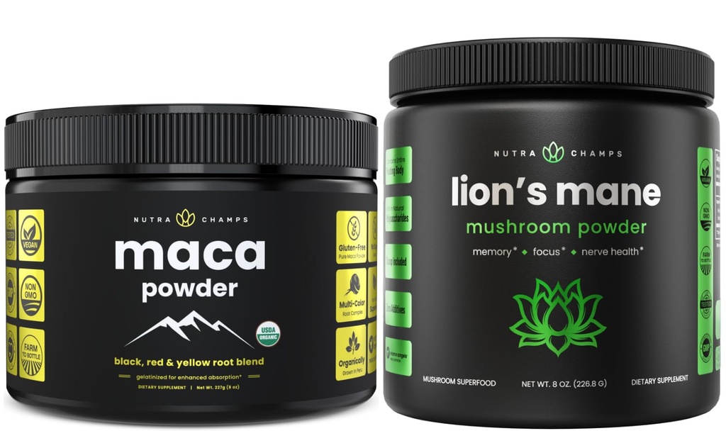NutraChamps Organic Maca & Organic Lion's Mane pulver
