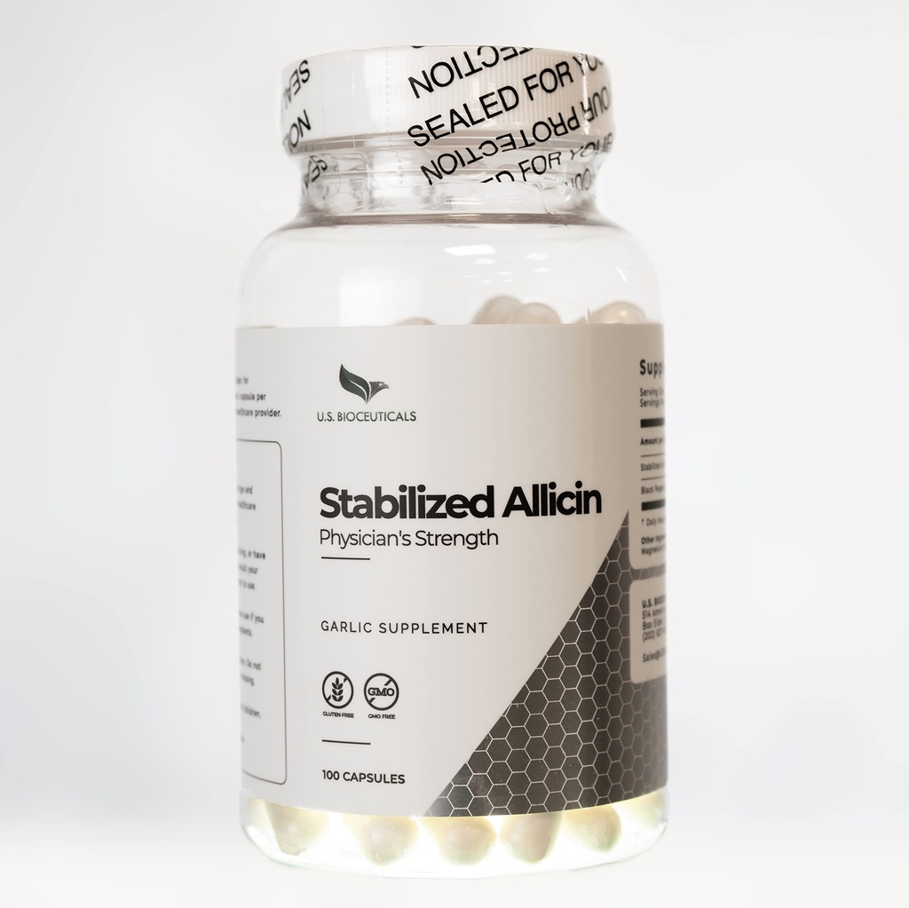 Stabilisert allicin (Non-GMO) - 700 000 mg allicin per flaske - Laboratorium testet - cGMP sertifisert produksjon