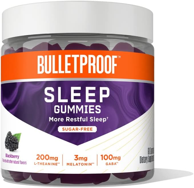 Bulletproof Sugar-fri BlackBerry Flavor Sleep Gummies, 60 Count, Keto Supplement for søvnstøtte