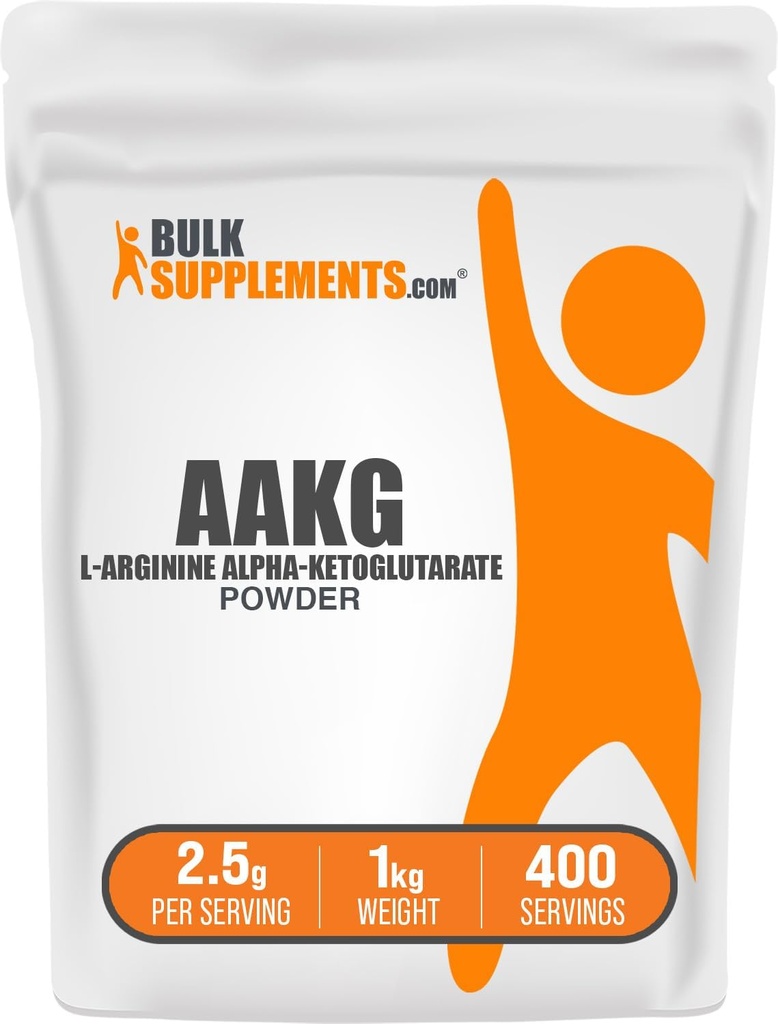 BulkSupplements.com AakG pulver - Arginin AKG Supplement, Nitric Oxid Supplement, Uflavored & Glutenfri, 2,5 g per servering, 1kg (2,2 lbs) (Pack of 1)