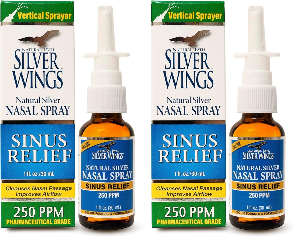 Naturlig Path Silver Wings Sinus Relief Naturlig Sølv Nasal Spray - 250ppm - 1oz - 2 Pack