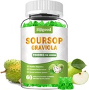 Sukkerfri Soursop Graviola Gummies - Organisk Soursop blader og frukt ekstrakt - Digestiv hjelp, immun støtte og antioksidant egenskaper - 60 Apple Flavored Gummies