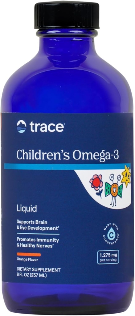 Spor Minerals Barne Omega-3 - Flytende kosttilskudd støtter nerve- og immunsystemfunksjonen - Helsetilskudd for barn - EPA & DHA støtter hjerne- og øyeutvikling - Orange, 8 fl oz