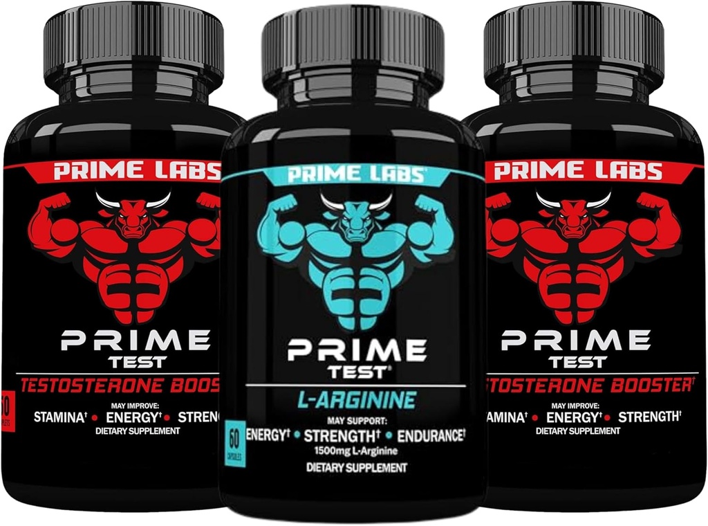 Prime Labs Prime Test (2 Pack) + L Arginine Nitric Oxid (60 Count)