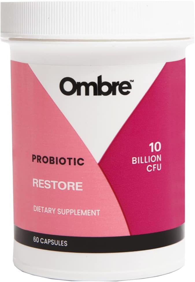 Ombre Restore Probiotika for kvinner, Daglig Gut Helse Supplement for Vaginal, Digestive, Urinal Tract, & Immune Support, 10 milliarder CFU, Holdbarhetstable, 30 Services
