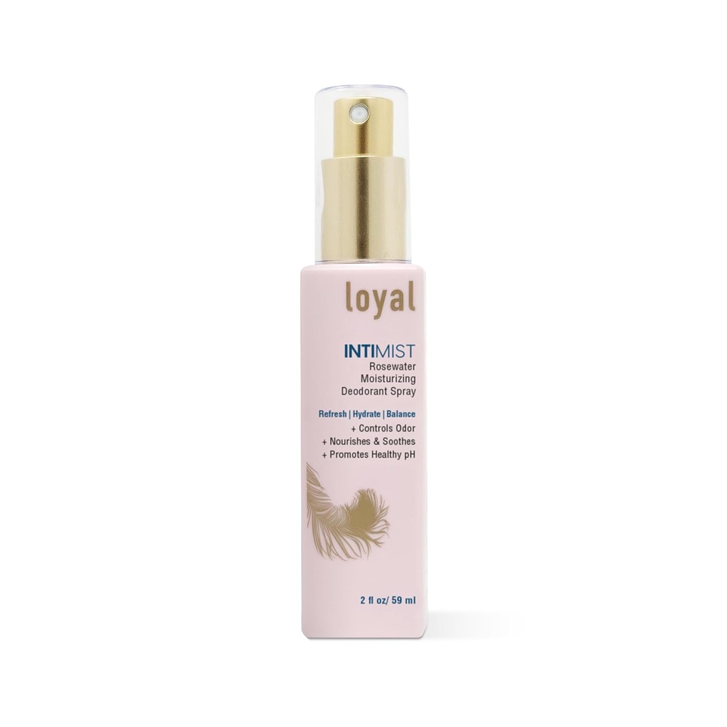 Loyal Intimist Rosewater Moisturizing Deodorant Spray  Controls Kontroller Odor & Tørrhet | Gjenopprette Moisture | Fremmer sunn intim balanse (2 fl oz)