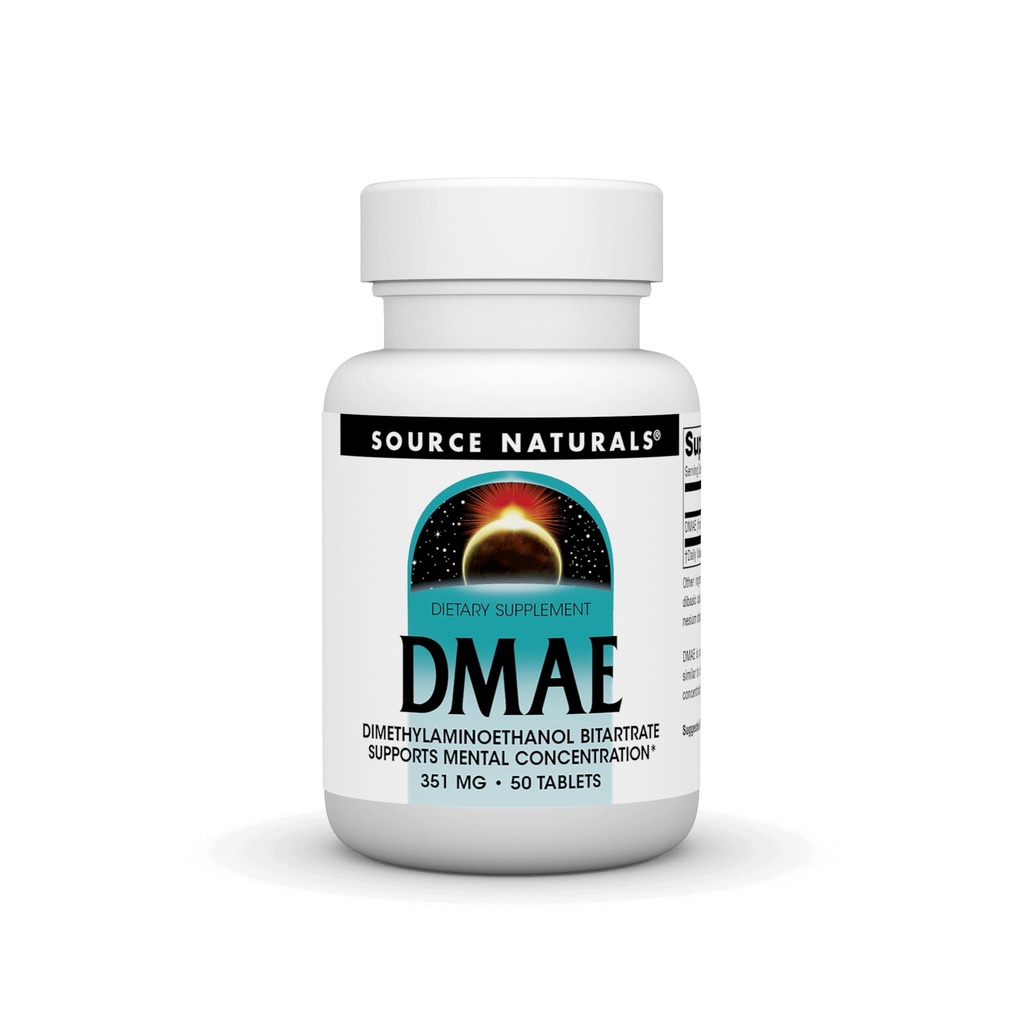 Kilde Naturals DMAE, Dimetylaminoetanol Bitartrat - støtter mental konsentrasjon - 50 tabletter