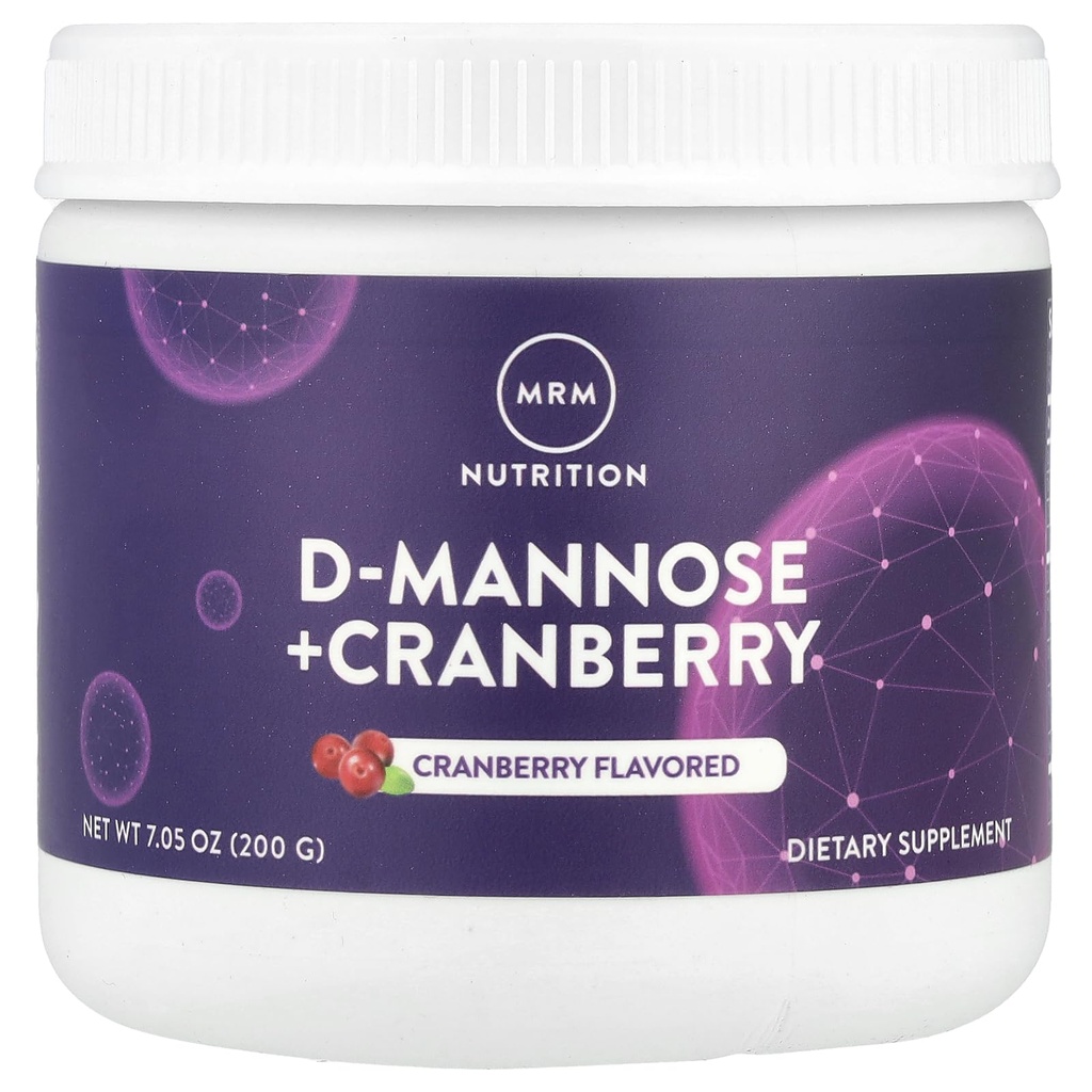 MRM Ernæring D-Mannose + Cranberry | Cranberry Flavored | Urin Tract + Bladder Helse | Lavsugar | Glutenfri + Vegan | 40 Serveringer
