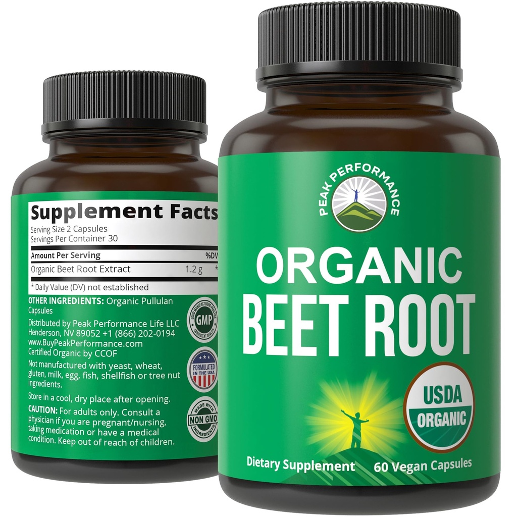 USDA Organic Beet Root Vegansk Kapsler. Beets Juice pulver Super Food piller 1200 mg. Nitric Oxid Energi øker beetroot ekstrahere kapsler. Polyfenol støtte supplement for kvinner og menn
