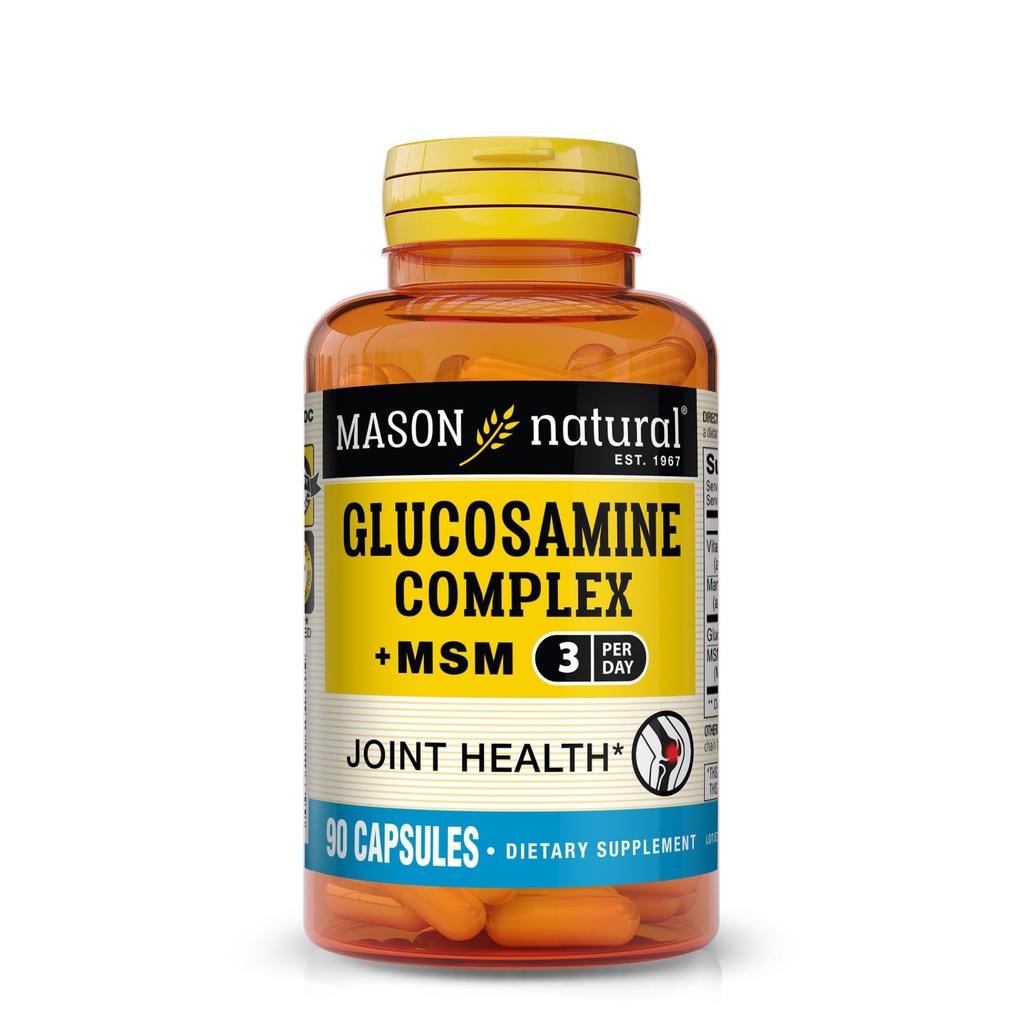 Mason Natural Glukosamin Complex Plus MSM med vitamin C - støtter felles helse, forbedret fleksibilitet og mobilitet, 90 kapsler