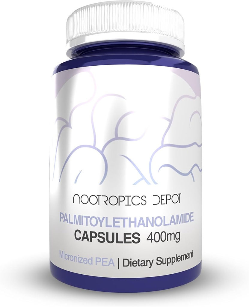 Nootropics Depot Palmitoyletanolamide kapsler | Pea | 400mg piller | 60 greve | støtter Discomfort Relief | fremmer sunn felles funksjon