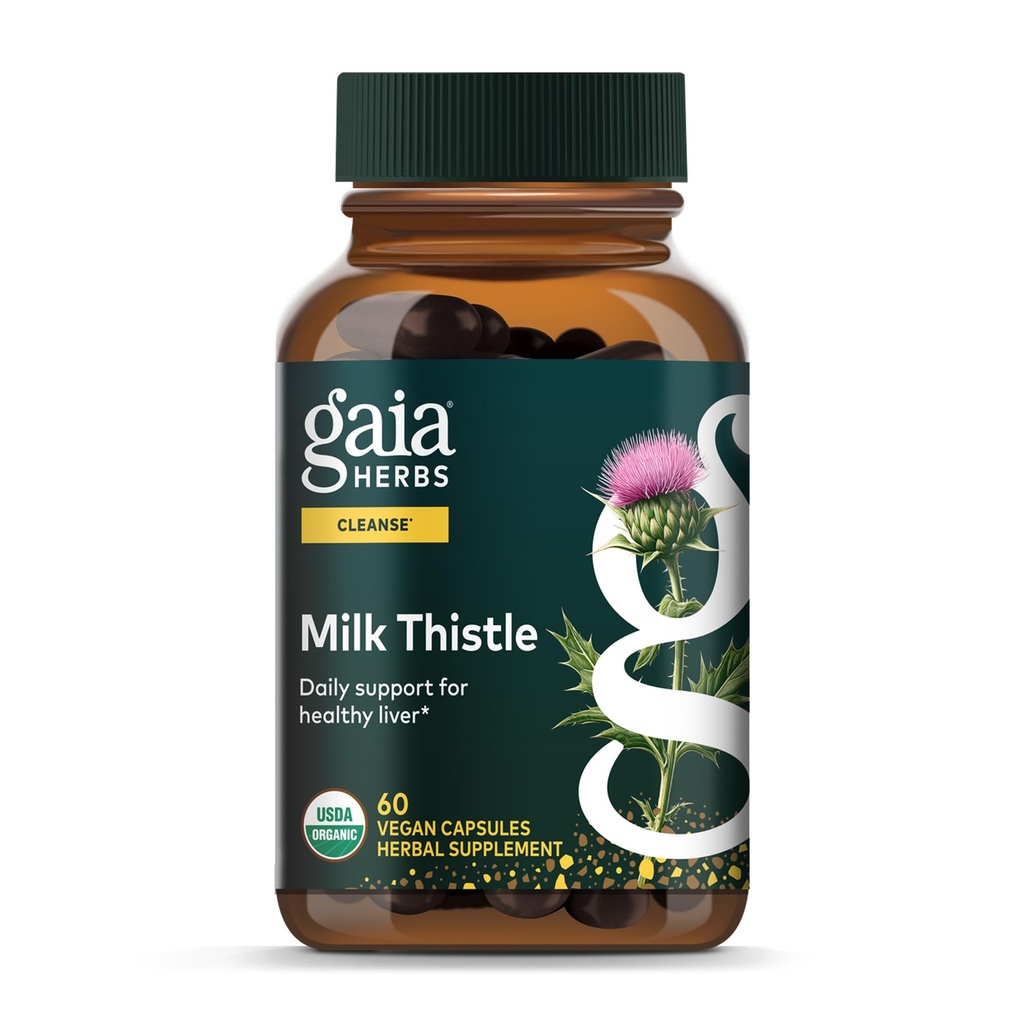 Gaia urter Melk Thistle - Liver Supplement & Cleanse Støtte for å opprettholde sunn leverfunksjon* - 60 Vegan Kapsler (20 Services)