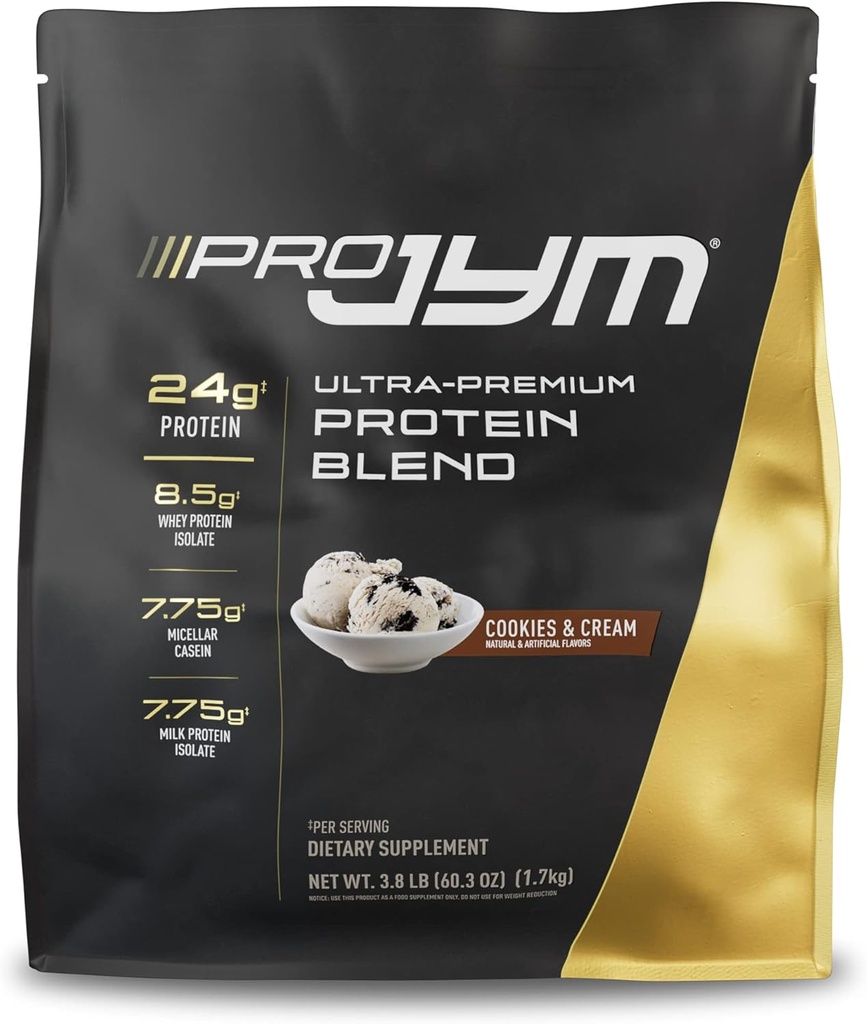 Pro JYM Cookies & Cream Protein Powder - Whey Protein Isolater, Casein, & Melk Protein, Lean Muskelbygging for menn og kvinner, JYM Supplement Science, 45 Serveringer