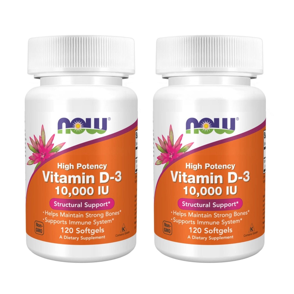NU Matvarer høy styrke vitamin D-3, 10.000 IE, 120 Softgels, 2 Pakke