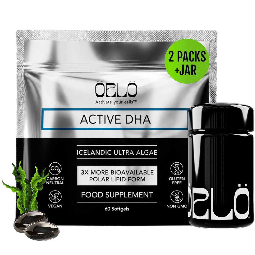 Orlo DHA – Vegansk DHA Supplement (EPA & DHA) – Omega 3 Fiskeolje og krill Alternativ – Plantbasert Omega-3 Algae Olje – Hjerne og hjerte støtte (120 Mini Burpless Softgels KIT)