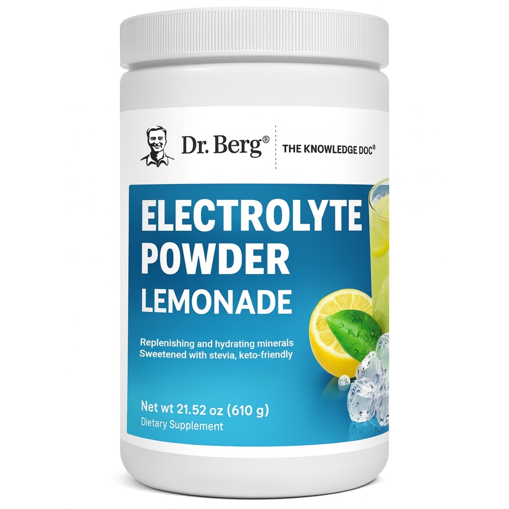 Dr. Berg Zero Sukker Hydration Keto Electrolyte pulver - Forbedret w / 1000 mg Kalium og ekte rosa Himalaya Salt (NOT tabell salt) - Lemonade Flavor Hydration Drink Blande Supplement - 100 Serveringer