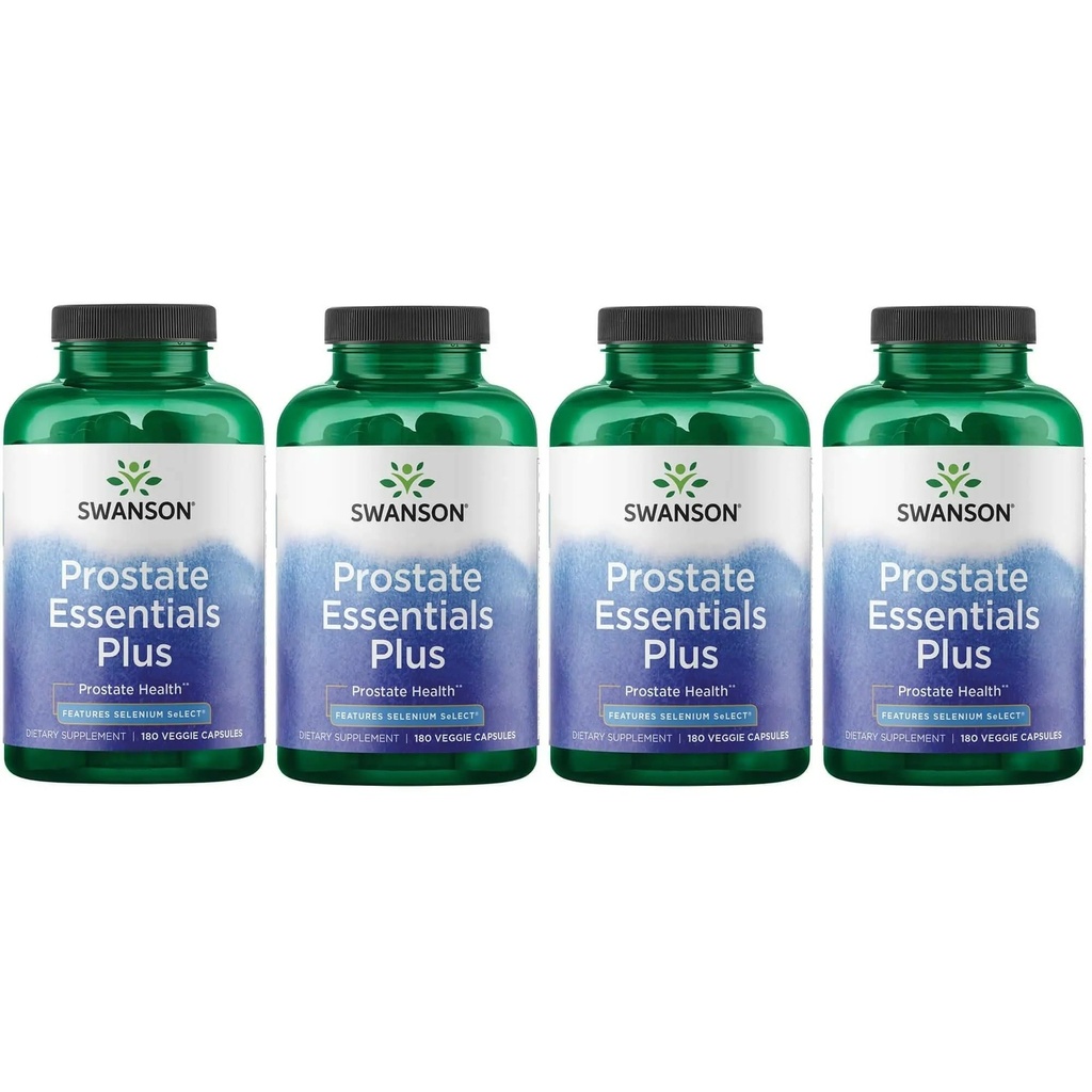 Swanson Prostate Plus - Naturlig kosttilskudd for menn som fremmer sunn urinstrakt flyt og frekvens - Støtter total prostate helse - (180 veggie kapsler) 4 Pack