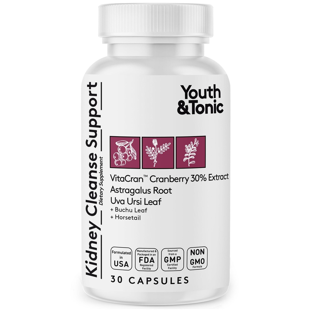 Ungdom & Tonic Nurnal Cleanse & Detox Supplement med Cranberry Extract - Støtter Urinal Tract Helse, Blader og Nyre Helse - Vegan, Ikke-GMO - 30 Vegetariske piller