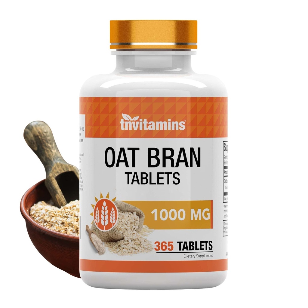 tnvitaminer havre Bran Tabletter | 365 tabletter x 1000 MG per tablett | Oat Fiber tabletter | Oppløselige og diettfiber Supplement | Kan støtte Digestiv helse