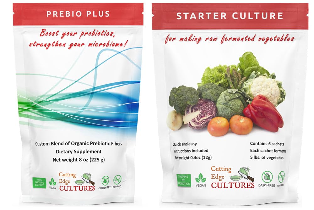 Cutting Edge Cultures Prebio Plus Prebiotic Fiber Powder Best tilpasset blanding av organiske prebiotiske Fibers Diett Supplement 8 oz