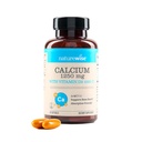 NatureWiki High-Purity, All-Naturlig Kalsium 1250mg + vitamin D3 1000IU + organisk MCT kokosolje - Graviditet trygt + ikke-GMO - Absorpsjonsvennlig, Glutenfri - 60 Softgels[30-dagers forsyning]