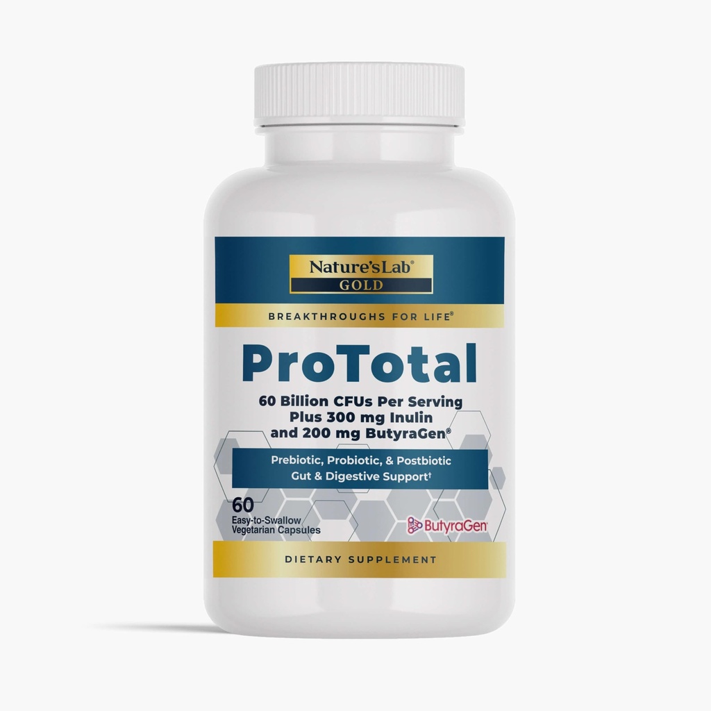 Naturens Lab Gold ProTotal - 60 milliarder CFU Probiotic, Prebiotic, Postbiotic, Synbiotic - med Butyragen (Direct Butyrat Generator) 60 Ct