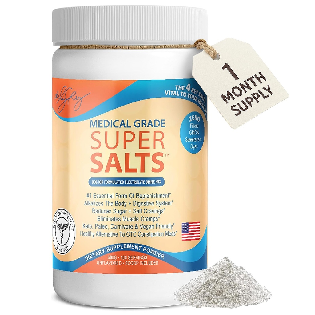 Dr. Liz Cruz Super Salts - Elektrolytter, Hydrating pulver m/ natrium, magnesium, kalsium, kalsium, curbs cravings, ingen sukker eller kunstig flavoring