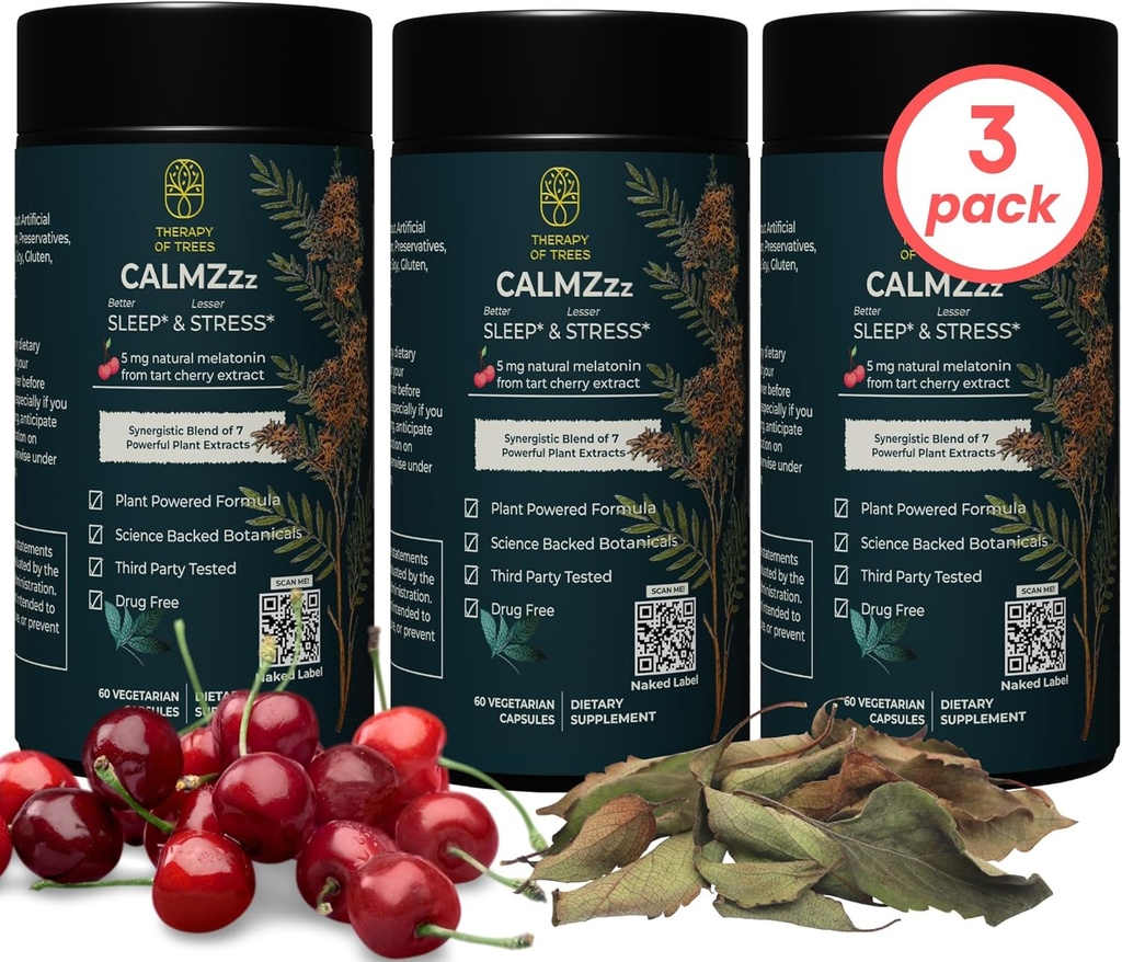 Advanced søvnhjelp med Melatonin og 7 Super planter | Ikke-Habit Forming, 100% naturlig søvn Supplement | Bare planter Ingenting Else, Naturlig søvnhjelp for voksne | Melatonin 5mg (Pack of 3)