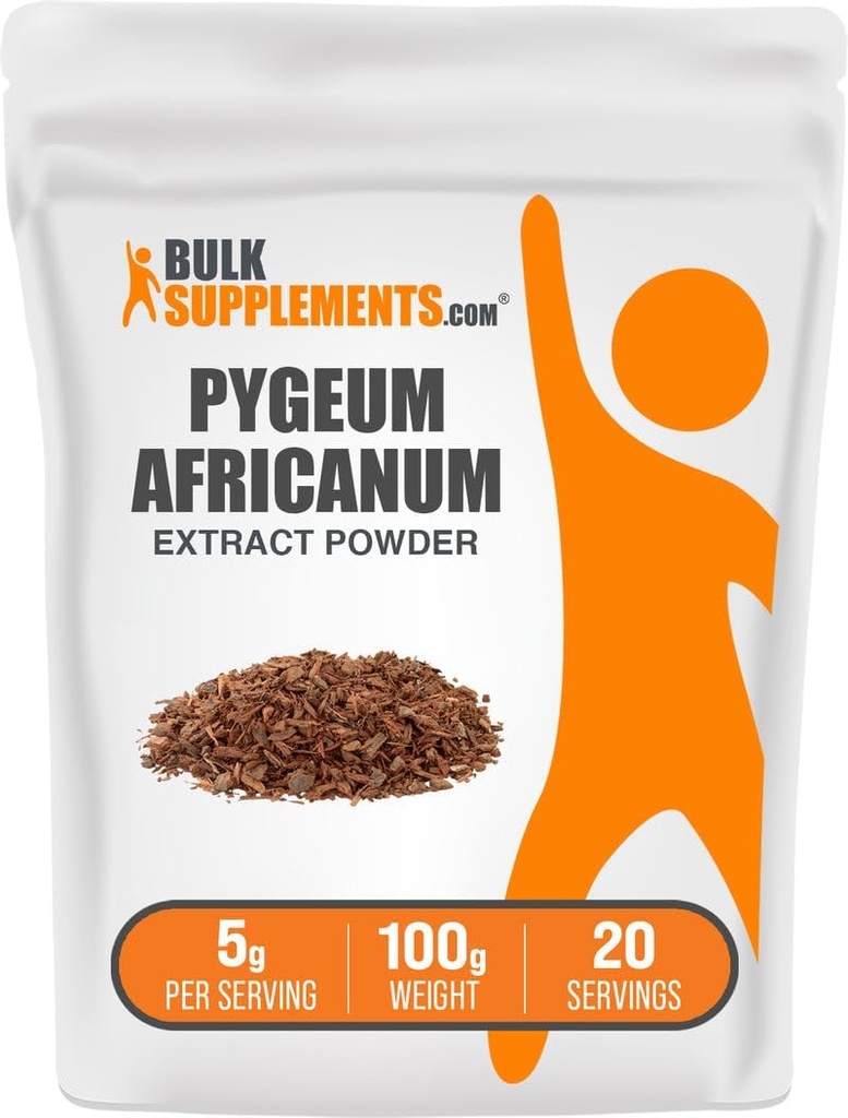 BulkSupplements.com Pygeum Africanum Extract Powder - fra Pygeum Bark, Næringstilskudd - Glutenfri - 5g per servering, 100g (3,5 oz) (Pack of 1)
