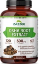 Zazzee OSHA Root 4:1 Ekstrakt, 500 mg Styrke, 120 Vegan Capsules, 4 måneders forsyning, konsentrert og standardisert 4X ekstrakt, 100% vegetarisk, ligusticum porteri, all-naturlig og ikke-GMO
