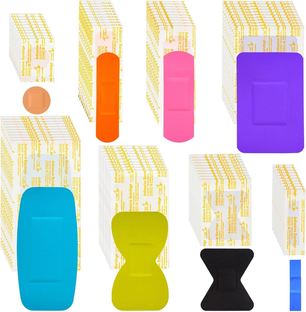 Lounsweer 720 stk Varierte Bandages Pack sorterte størrelser Fingertip Bandages Vanntett Bandages pustende bindebånd bulk for førstehjelp sårpleie Scrapes blender (Vivid farge)