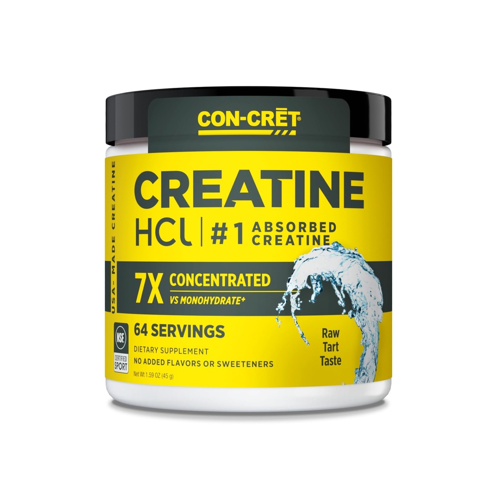 CON-CRET Kreatin HCl Powder ® Muskel, Kognitiv, Cellular Energy Support ® Ingen Bloating eller Cramps ® USA laget og NSF-sertifisert