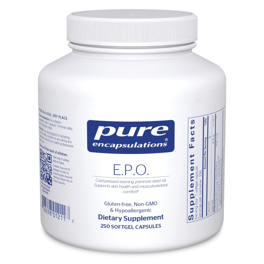 Ren innkapslinger E.P.O. (Evening Primrose Oil) | Hypoallerogen kosttilskudd inneholdende 9% GLA ® 250 Softgel kapsler