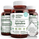 Naturlig Nutra 100% USDA organiske Spirulina tabletter, hjelper opprettholde kroppsfett, fremmer lever helse, fremmer immunsystemet, bidrar til å forbedre metabolisme, fremmer immunforsvar, 300 mg, 100 vegan tabletter