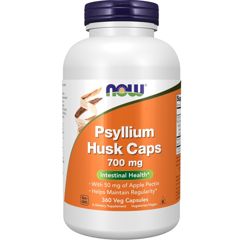 NU Mattilskudd, Psyllium Husk Caps 700 mg med 50 mg Apple Pectin, Intestinal Helse*, 360 Veg Kapsler
