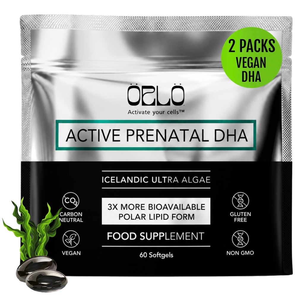 Orlo PRENATAL DHA - Prenatal DHA Omega 3 Supplement - Triple Styrke Omega3s - Vegansk DHA & EPA Algae Omega-3 olje - støtter hjerneutvikling under svangerskap og lacation (120 Mini Softgels)