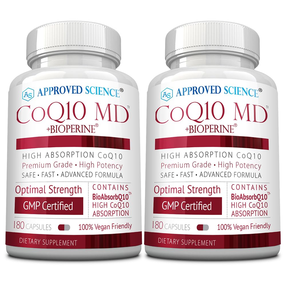 Godkjent Science® CoQ10 MD - Ekstra styrke 300mg ren coQ10 med BioPerine® for raskere absorpsjon - optimal støtte - 6 måneders forsyning