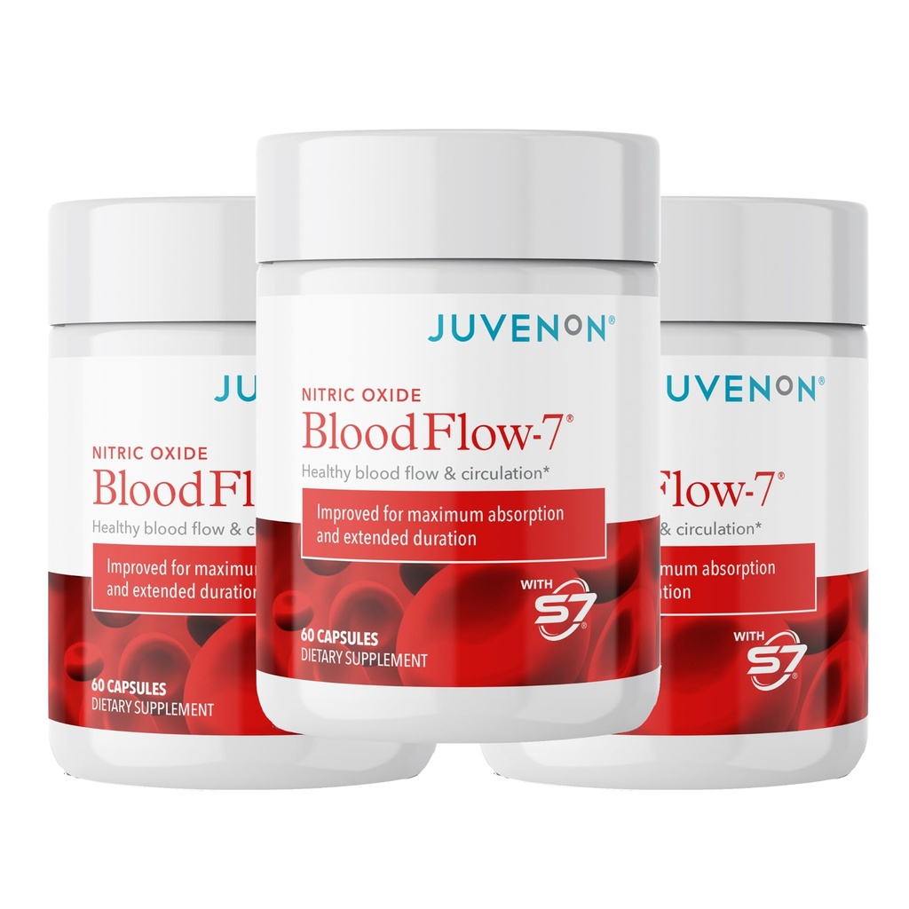 Juvenon BloodFlow-7 Nitric Oxid Supplement med nitrosigine 180 greve (pakke på 3)