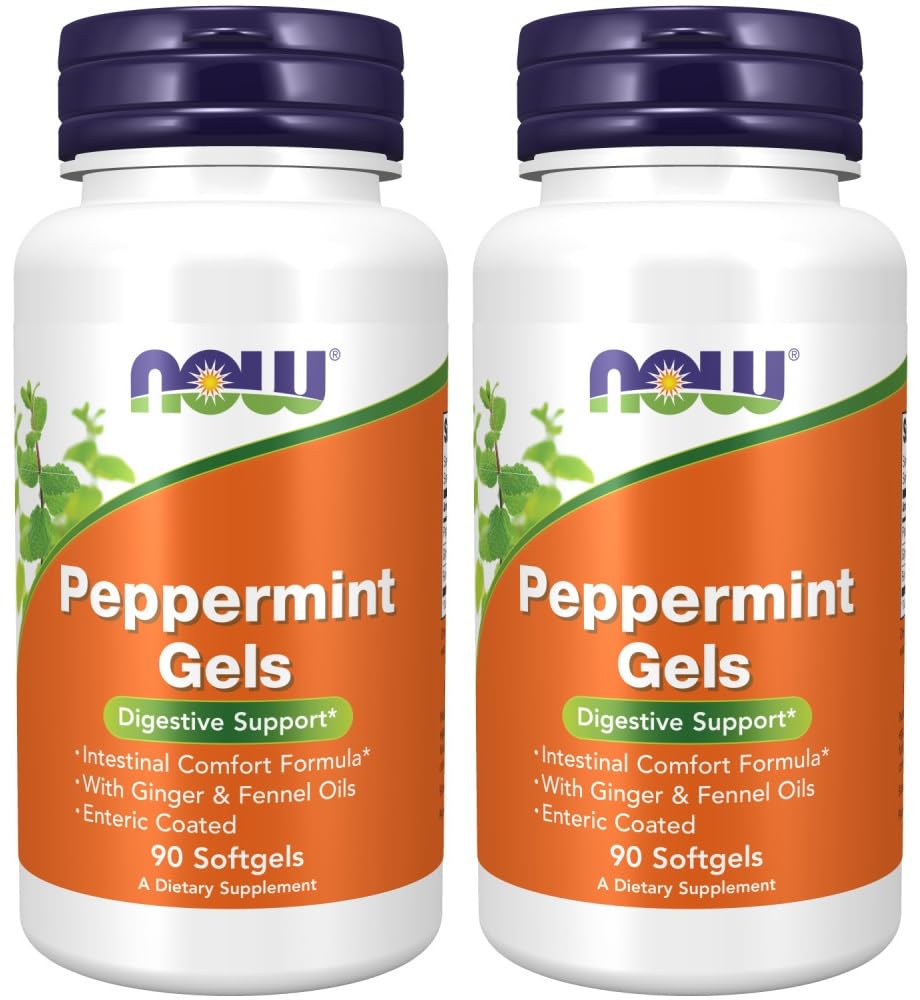 Nå Mat Peppermynte Gels med Ginger & Fennel Olier, 90 Softgels (pakke med 2)