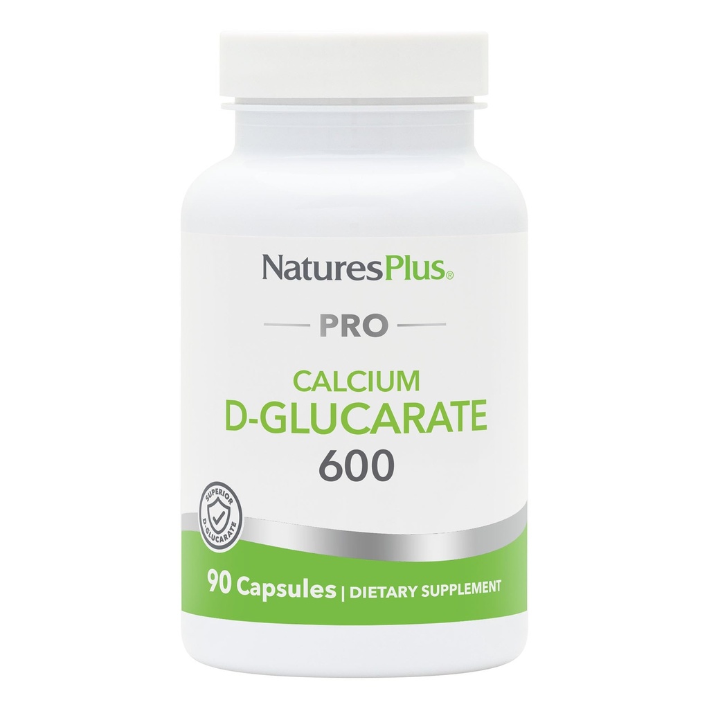 NaturesPlus PRO Kalsium D-Glucarate (CDG) 600 mg - 90 kapsler - Ikke-GMO, Vegansk, Glutenfri, Soya Gratis - 90 Serveringer