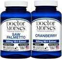 Doktor Morse saw Palmetto 5000mg & Cranberry 30000mg Bundle - Prostata Helse, urinveistrakt støtte, og total velvære for menn og kvinner, FDA-Registrert, NSF-sertifisert 90 kapsler