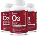 Essensielle elementer Omega-3 Fish Oil Supplement med EPA & DHA | Fattysyrer for immun, hjerte og kognitiv støtte | 60 Softgels (3-Pack)