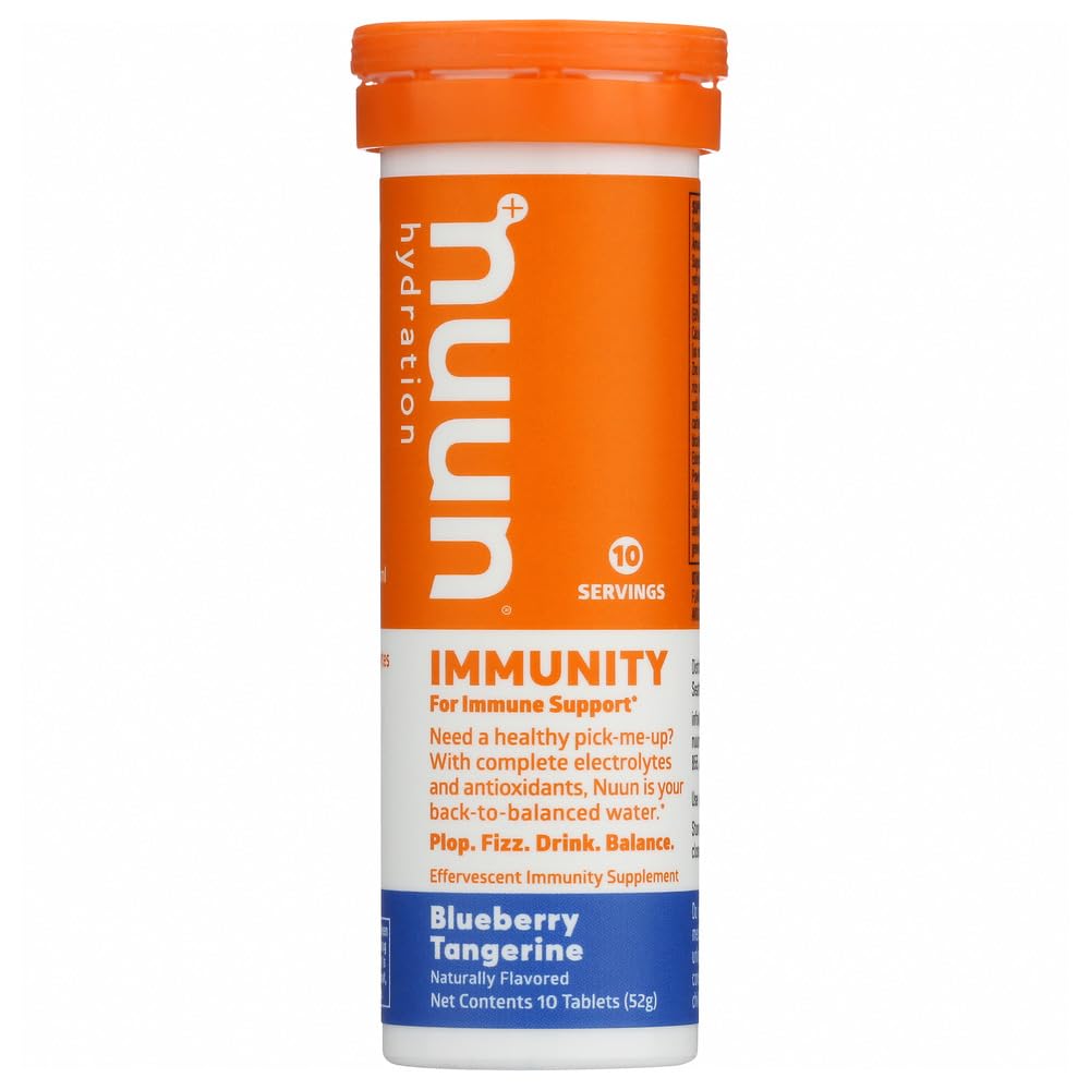 Nuun immunitet: Blåbær Tangerine Forbedret Hydration Tabletter (2-pakke med 10 faner hver)