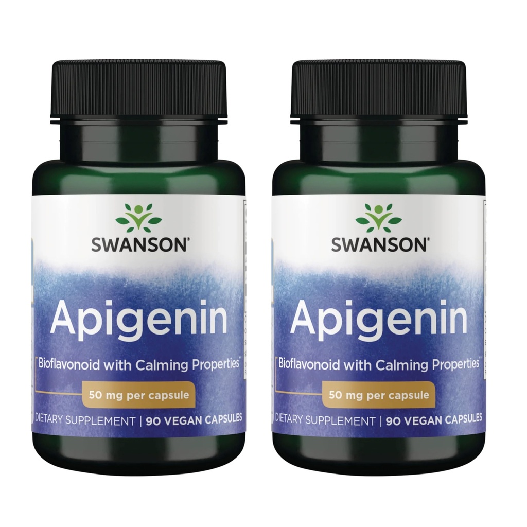 Swanson Apigenin-Bioflavonoid Supplement Naturlig Prostate Support-Metabolisme & Nerve Helse Støtte-Kan støtte søvn og avslapping 90 Caps, 50mg Hver 2 Pack