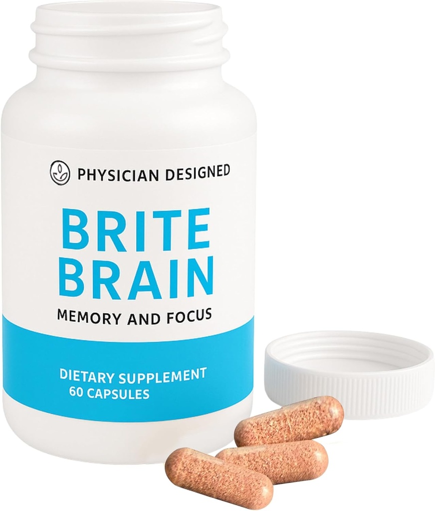 Lege Designet Brite Brain Supplement | Ultra CoQ10 med PQQ | for energi, fokus og hjernehelse | Micro Active | Anti-Aging enhver alder | 60 kapsler