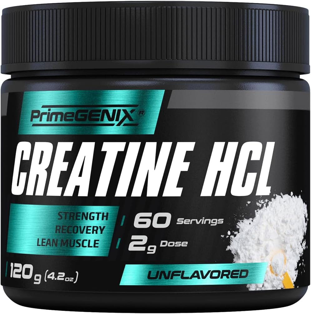 Kreatin HCL pulver | Instant Creatine for menn i 40-, 50- og utover | Forbedret solubility og absorpsjon for Peak ytelse og raskere gjenoppretting - 60 Services